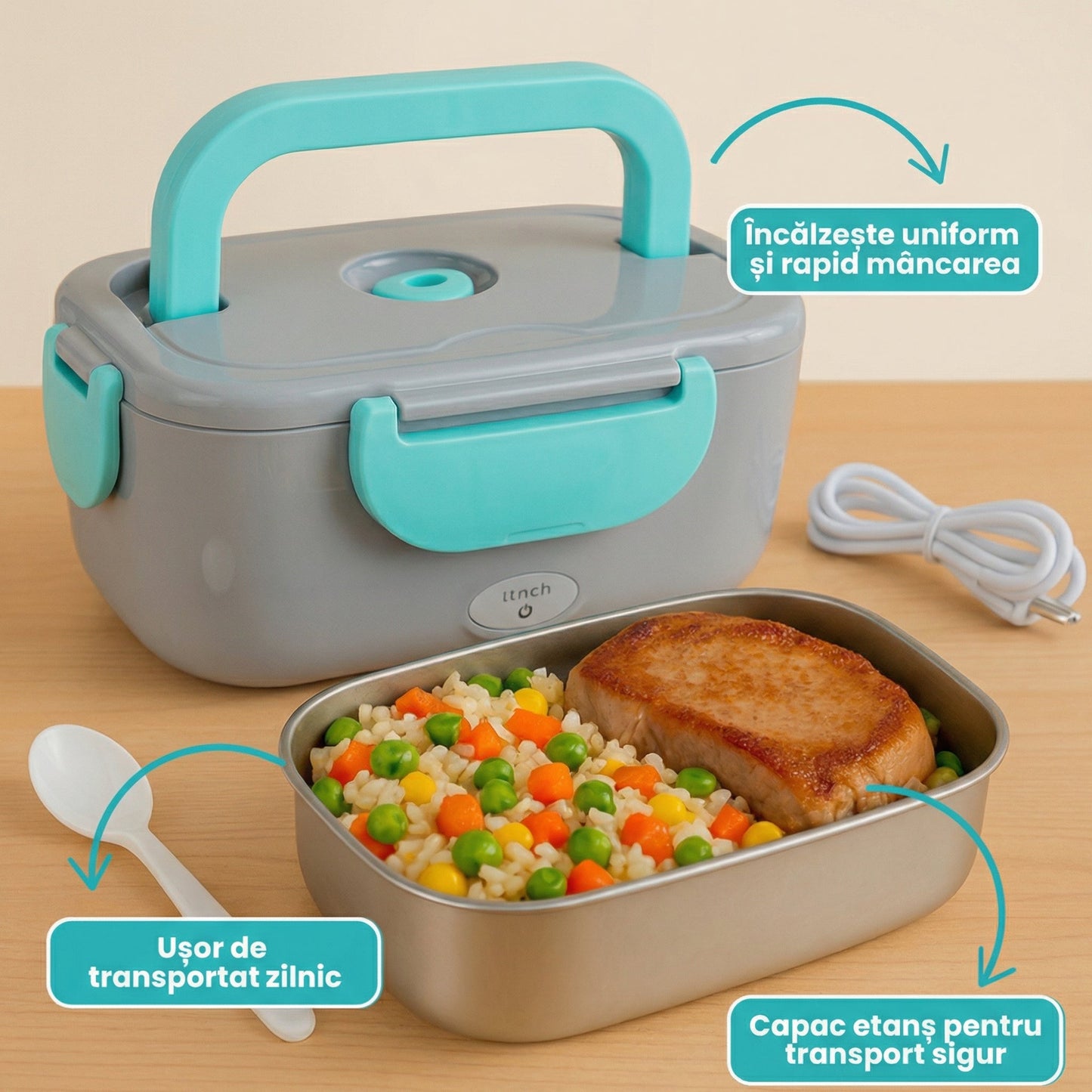 Lunchbox elektryczny 3 w 1 do podgrzewania jedzenia