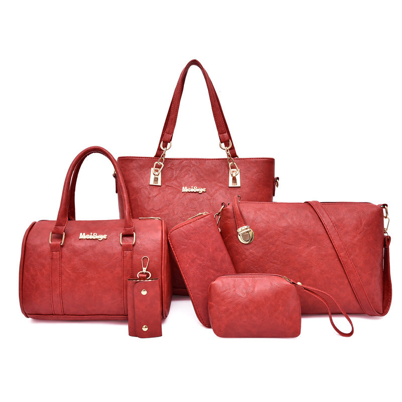 Zestaw 6 torebek z ekologicznej skóry, model teksturowany, czerwony