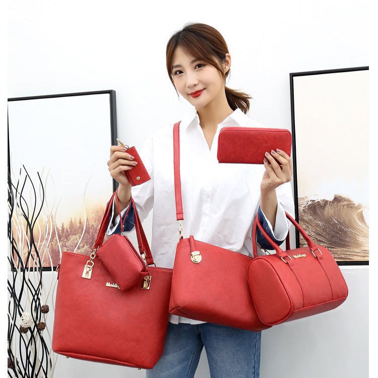 Zestaw 6 torebek z ekologicznej skóry, model teksturowany, czerwony