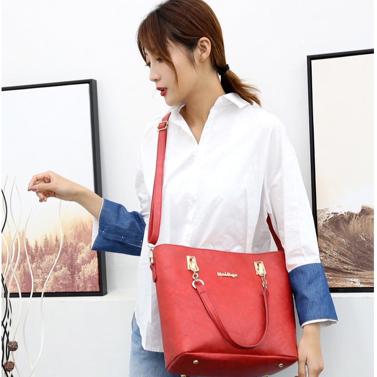 Zestaw 6 torebek z ekologicznej skóry, model teksturowany, czerwony