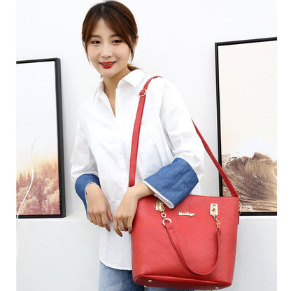 Zestaw 6 torebek z ekologicznej skóry, model teksturowany, czerwony